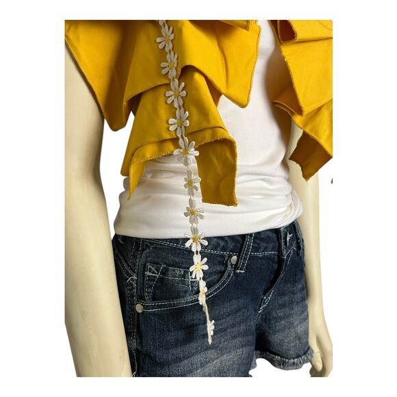 Hand Made Ruff Collar Wrap Shawl Dance Theatre Regency Yellow Daisy Diva Glam - Picture 10 of 10